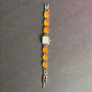 Liz Blanc, Silver and Orange Smartwatch